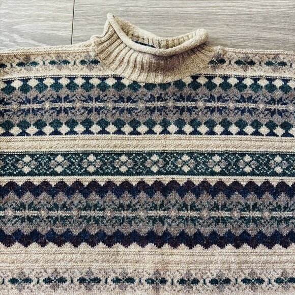 Vintage Ilanco Fair Isle Sweater Womens Small Purple Green Knit Pullover Jumper - Picture 2 of 16